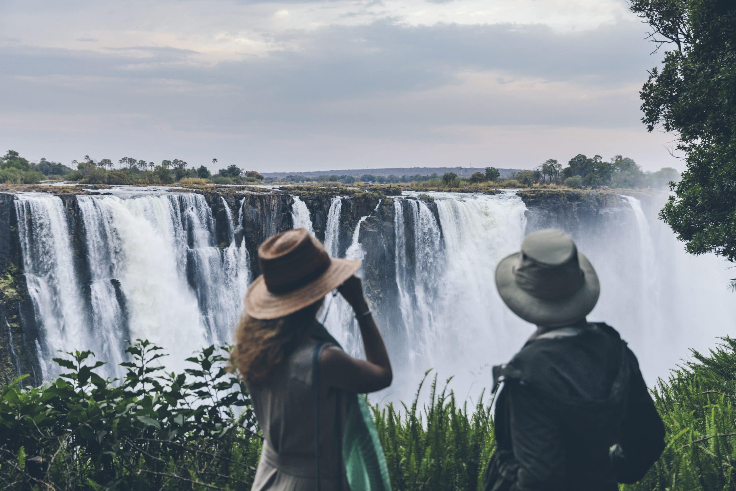 Guests on a walking tour of Victoria Falls at Matetsi
