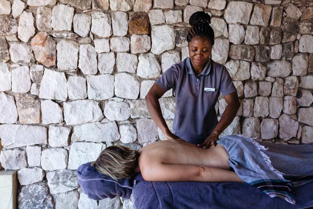 A guest receiving a massage at Matetsi Victoria Falls